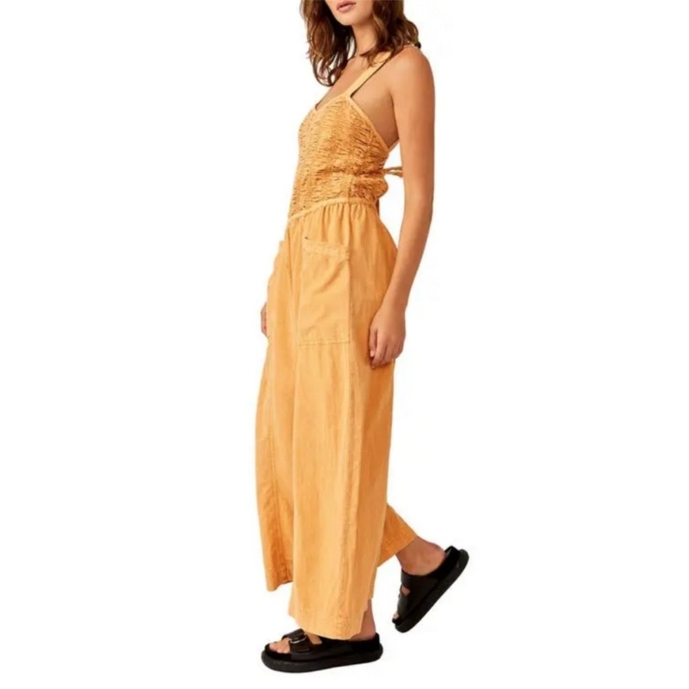 Free People Forever and Always Ruched One Piece Jumpsuit in Melo Pearl - Picture 4 of 8